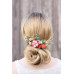 Wedding flower comb, Coral orange peach flower hair comb, hairpiece